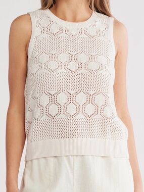 Splendid Open-Knit Cotton Sweater Tank